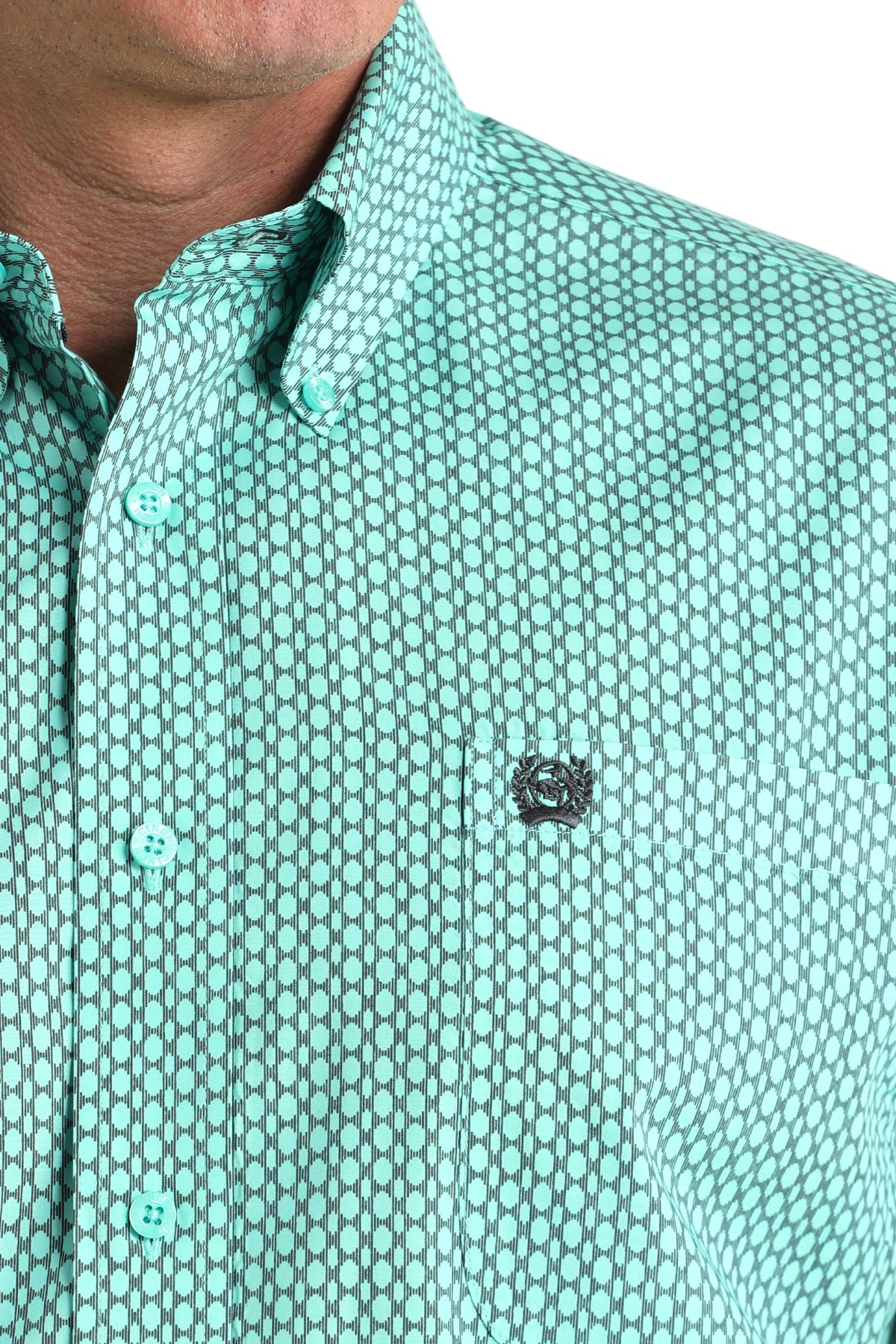 Cinch® Men's Mint Geo Print Long Sleeve Button Front Shirt