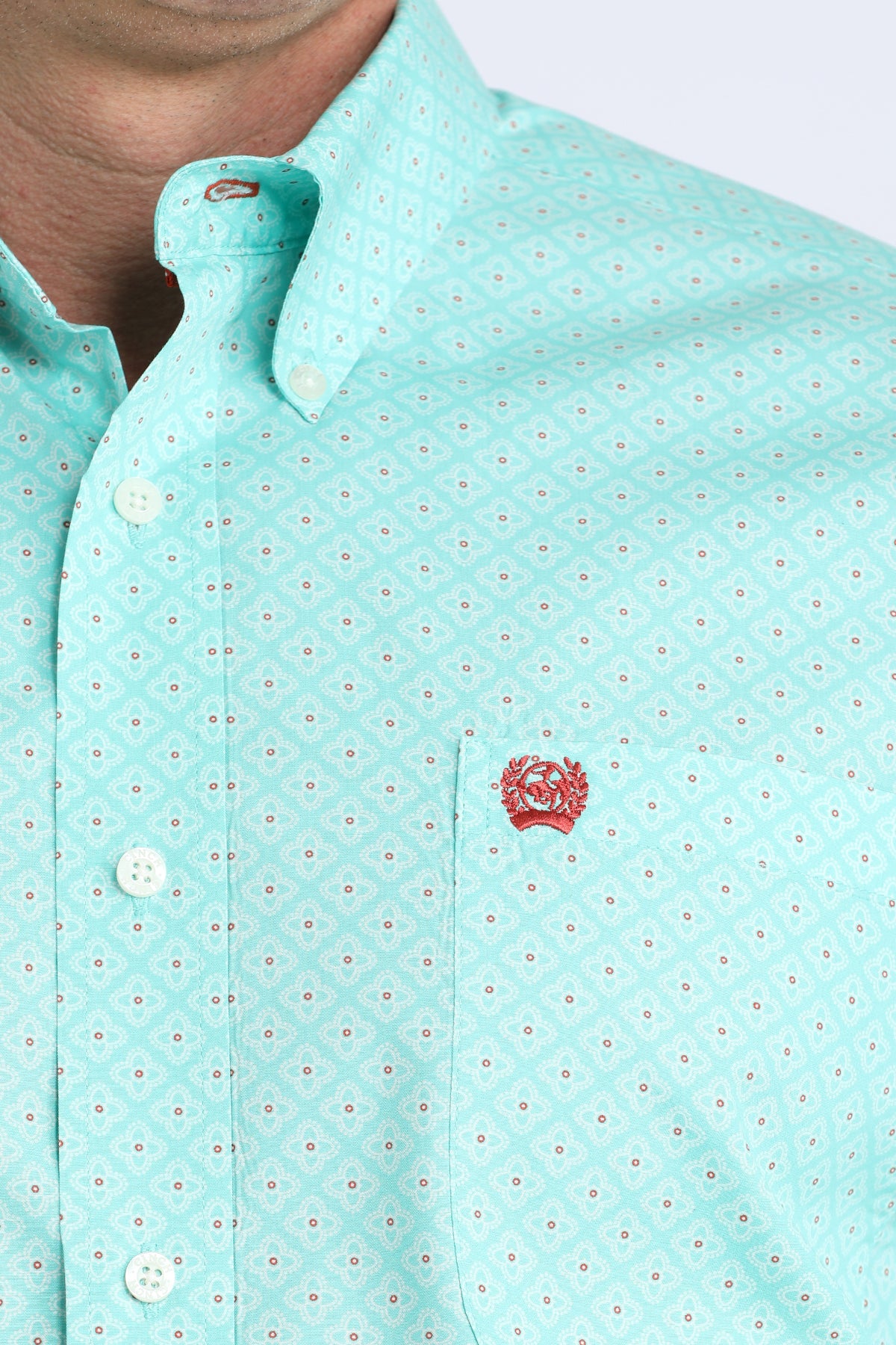 Cinch® Men's Pastel Blue Geo Print Long Sleeve Button Front Shirt