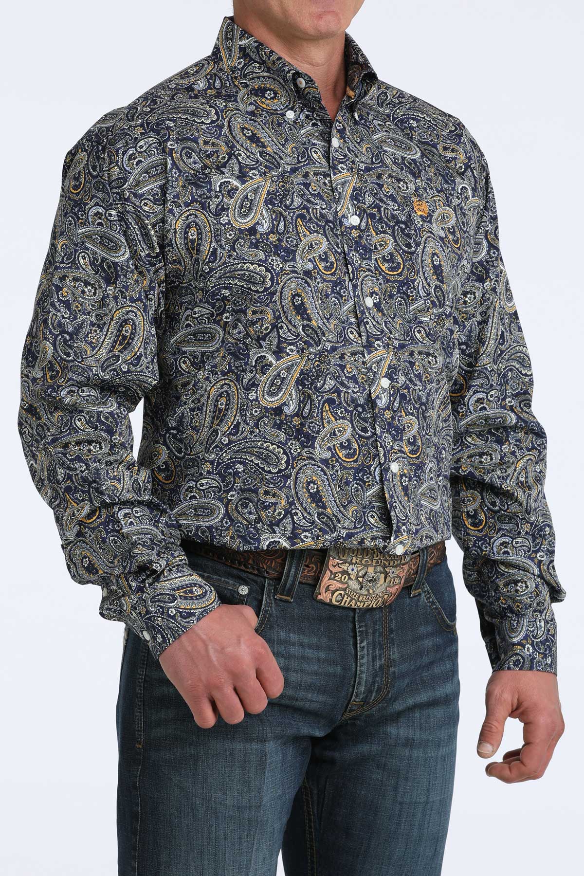 Cinch® Men's Royal Paisley Print Long Sleeve Button Front Shirt