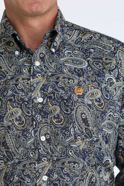 Cinch® Men's Royal Paisley Print Long Sleeve Button Front Shirt