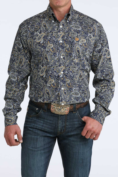 Cinch® Men's Royal Paisley Print Long Sleeve Button Front Shirt