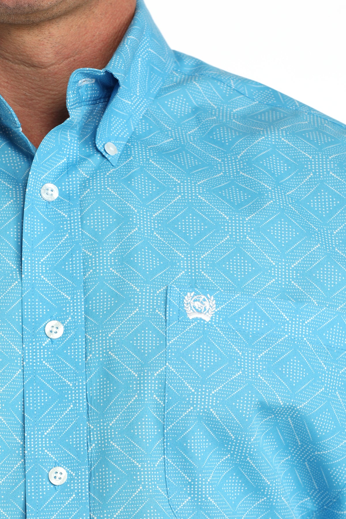 Cinch® Men's Blue Geo Print Long Sleeve Button Front Shirt