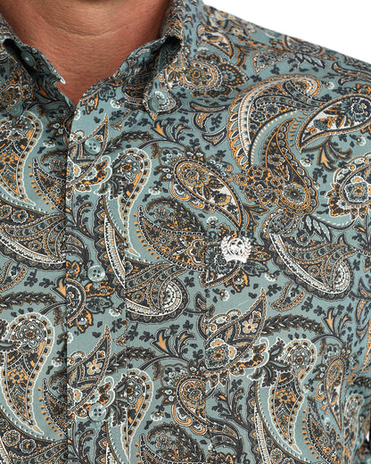 Cinch Men's Paisley Long Sleeve Blue Western Shirt