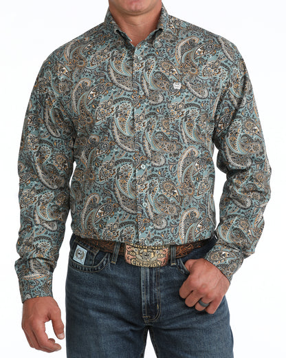 Cinch Men's Paisley Long Sleeve Blue Western Shirt