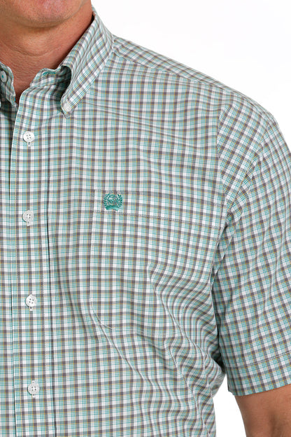 Cinch® Men's White Check Short Sleeve Button Front Western Shirt