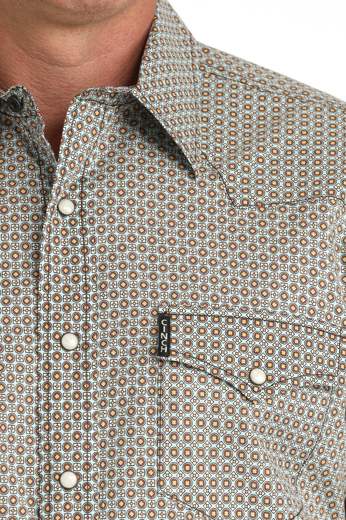 Cinch® Men's Blue Geo Print Long Sleeve Snap Front Shirt
