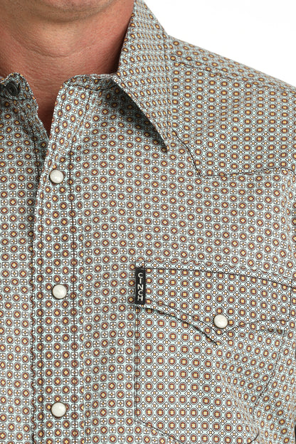 Cinch® Men's Blue Geo Print Long Sleeve Snap Front Shirt