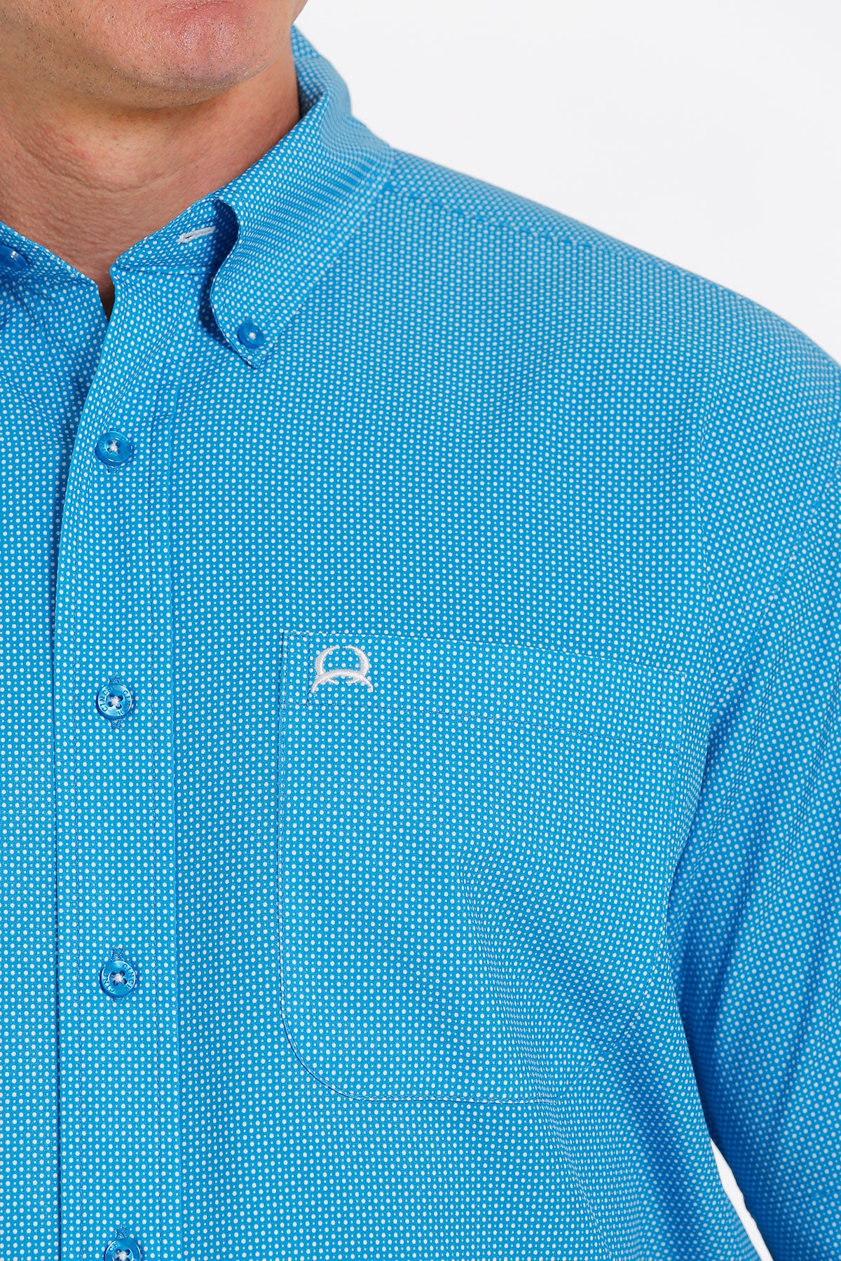 Cinch® Men's Blue Arena Flex Short Sleeve Botton Front Western Shirt