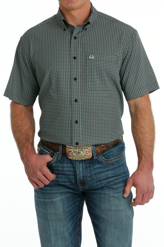 Cinch® Men's Black Geo Print Short Sleeve Button Front Western Shirt