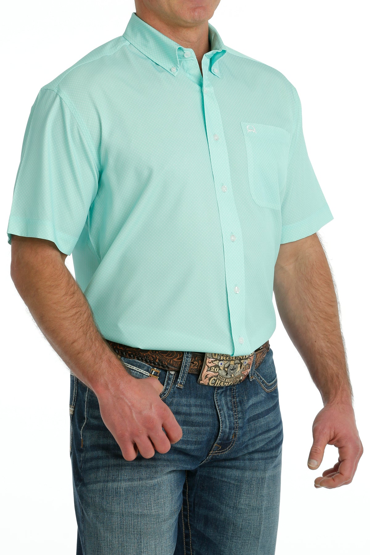 Cinch® Men's Mint Short Sleeve Button Front Western Shirt