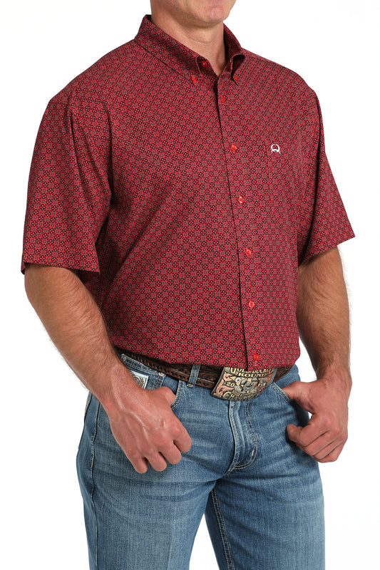 Cinch® Men's Red Arenaflex Lightweight Short Sleeve Button Front Shirt
