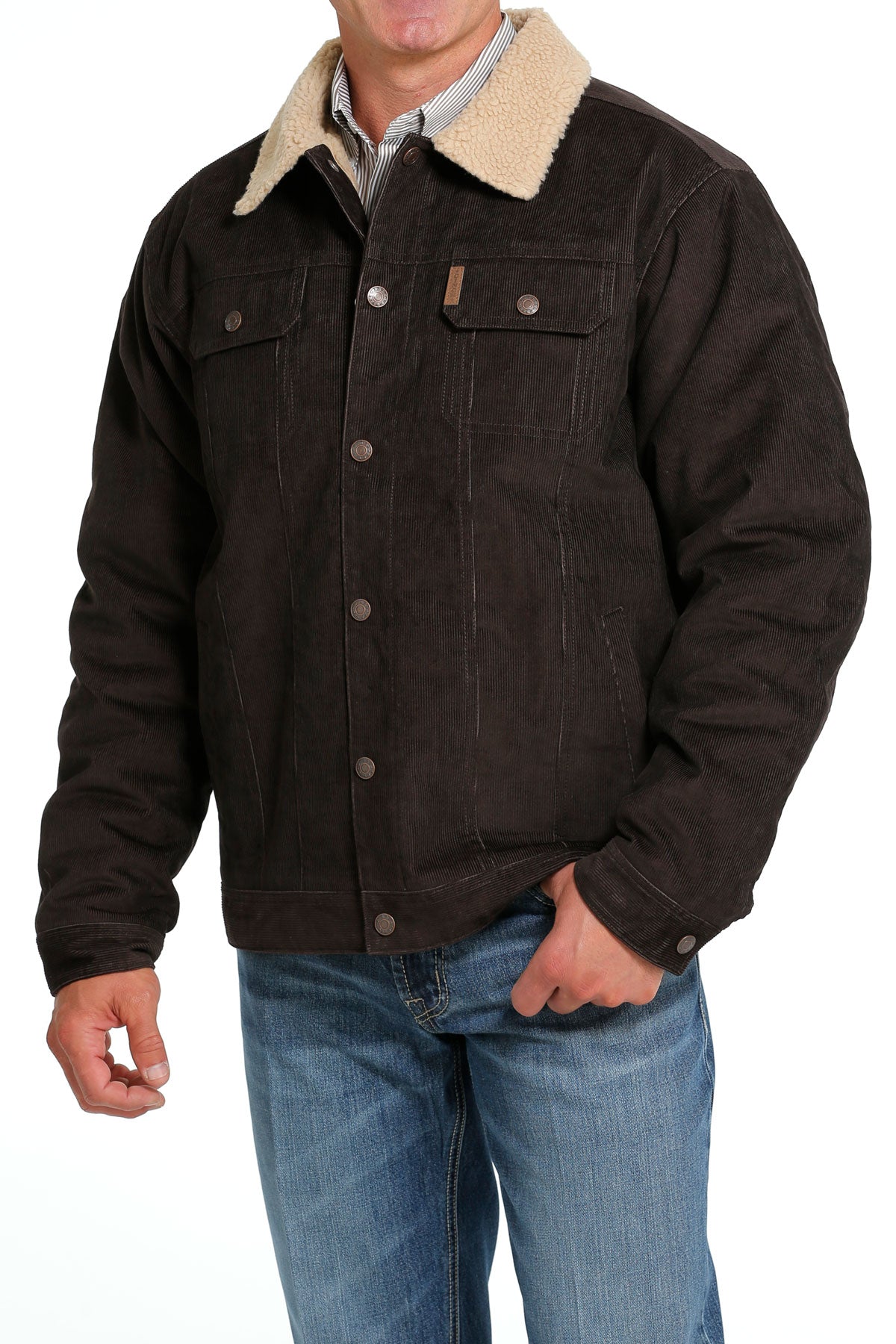 Cinch® Men's Brown Corduroy Sherpa Lined Trucker Jacket
