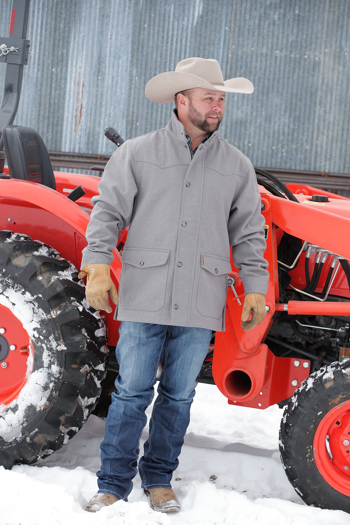 Cinch® Men's Grey Wooly Button Front Ranch Jacket