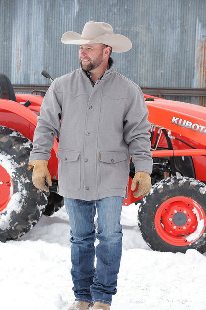 Cinch® Men's Grey Wooly Button Front Ranch Jacket