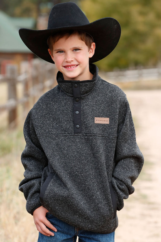 Cinch® Boy's Charcoal 1/4 Snap Knit Pullover Sweater
