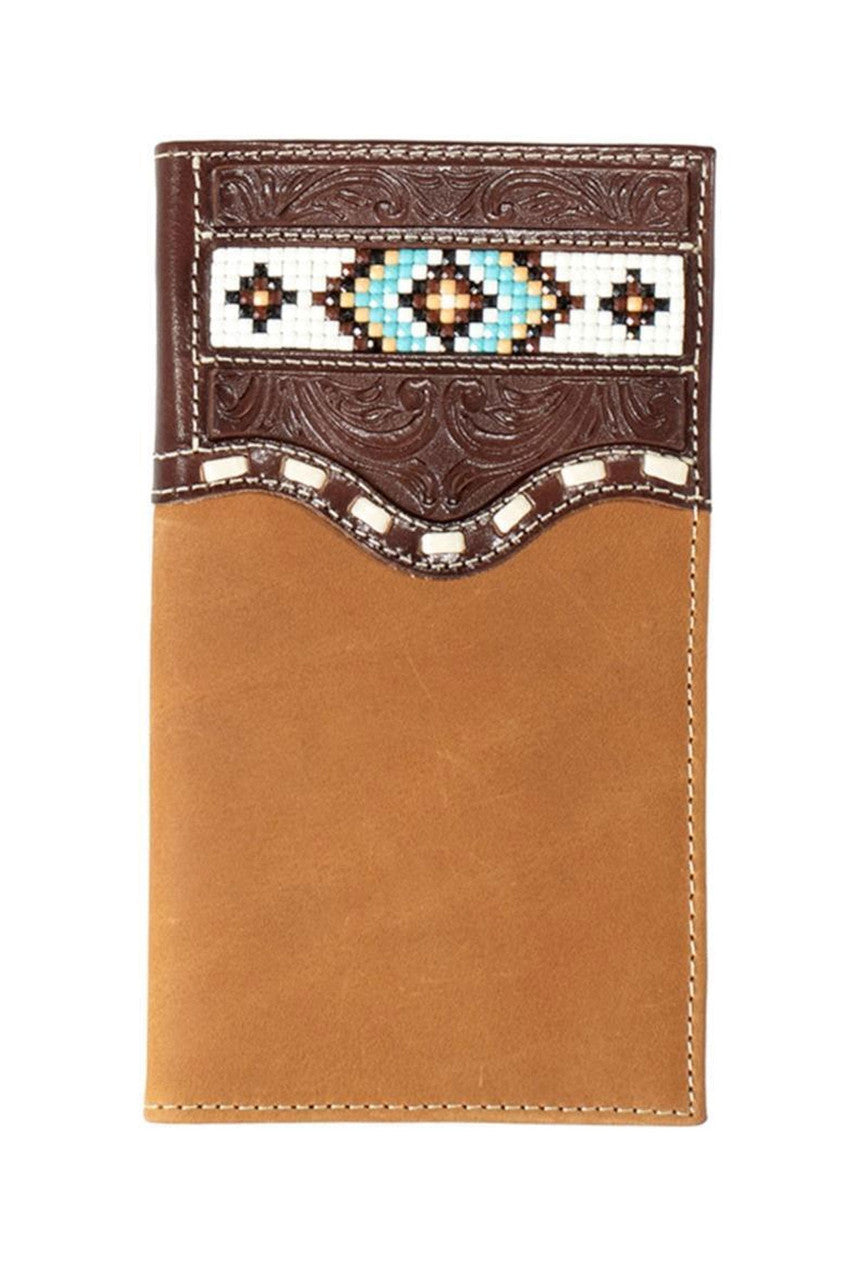 Nocona® Men's Brown Leather Floral Embossed & Beaded Rodeo Wallet