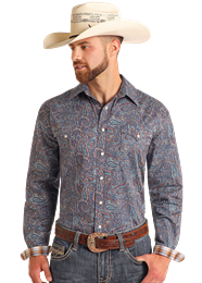Panhandle Slim® Men's Rock N Roll Paisley Print Long Sleeve Snap Front Shirt