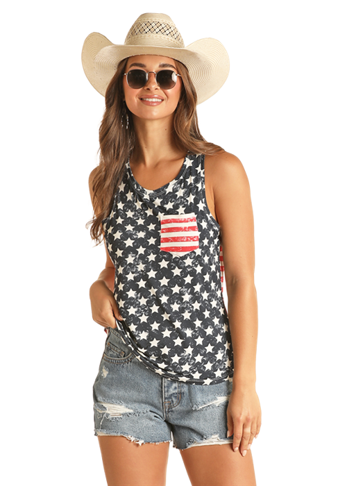 Panhandle Slim® Women's Stars & Stripes American Flag Tank Top