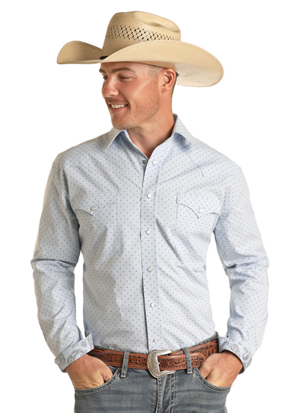 Panhandle Slim® Men's Powder Blue Long Sleeve Snap Front Western Shirt
