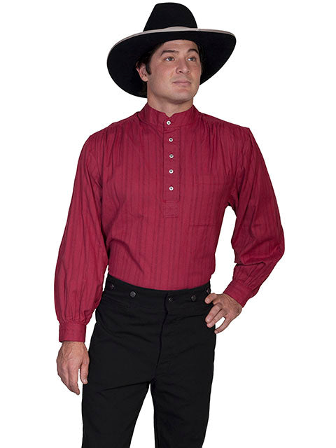 Scully® Men's Burgundy Old West Long Sleeve Pullover Shirt