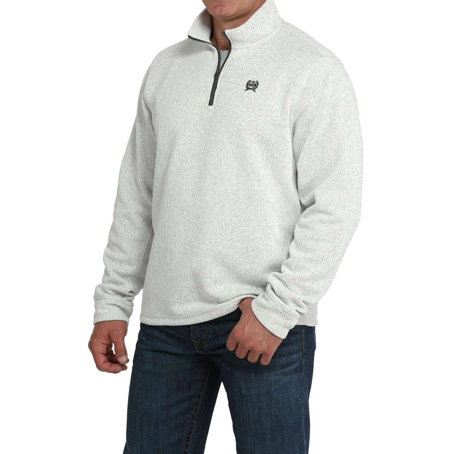 Cinch® Men's Grey Ribbed Knit 1/4 Zip Pullover Sweatshirt