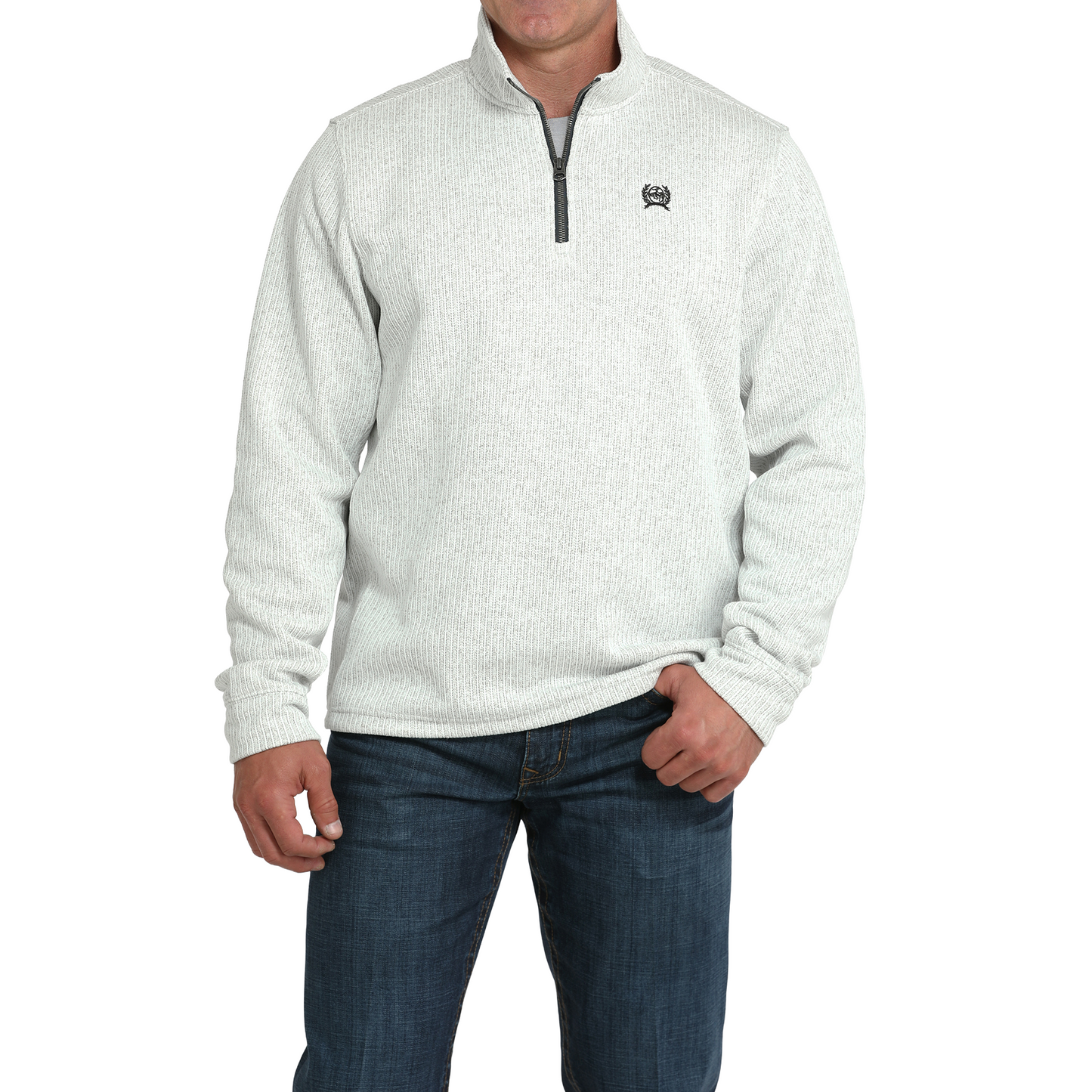Cinch® Men's Grey Ribbed Knit 1/4 Zip Pullover Sweatshirt