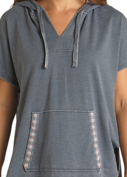 Panhandle Slim® Women's Navy Cap Sleeve Embroidery Hoodie