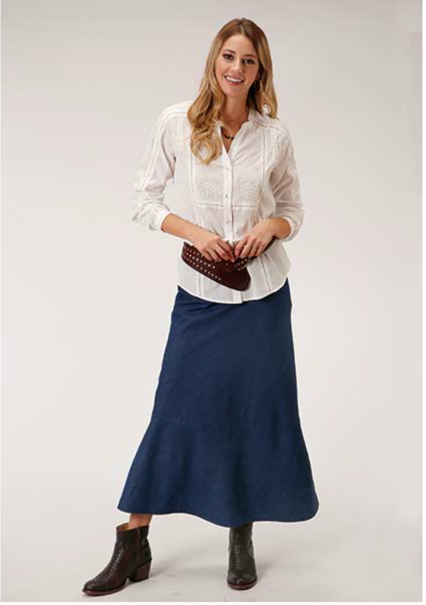 Roper® Women's Bias Cut Side Zipper Denim Midi Skirt