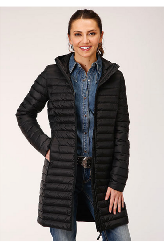 Roper® Women's Black Thigh Length Quilted Parachute Jacket