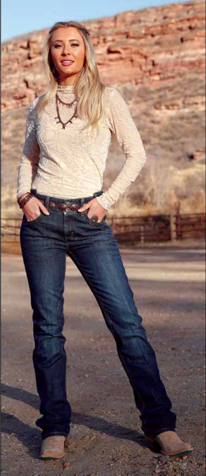 Cruel Girl® Women's Cream Velvet Burnout Mock Neck Sear Top