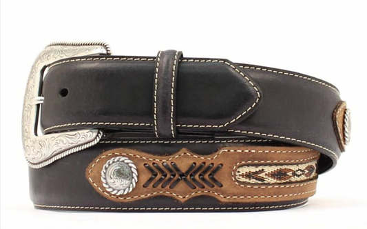 M&F® Men's Top Hand Ribbon Inset Western Leather Belt
