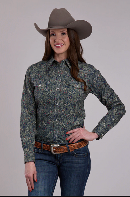 Roper® Women's Forest Paisley Long Sleeve Snap Front Western Shirt