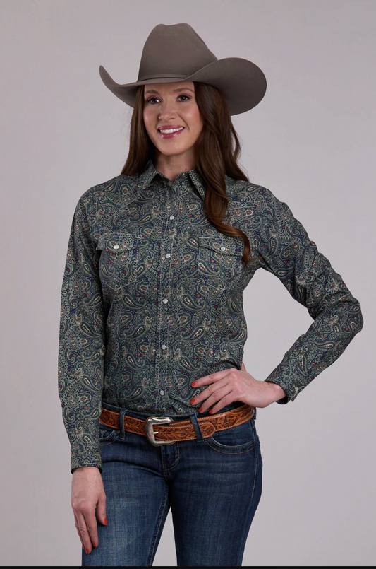 Roper® Women's Forest Paisley Long Sleeve Snap Front Western Shirt