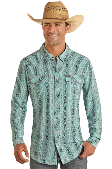 Panhandle Slim® Men's Serapeaztec Print Woven Long Sleeve Snap Front Western Shirt