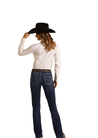 Panhandle Slim® Women's Junior Mid Rise Boot Cut Stretch Denim Jeans