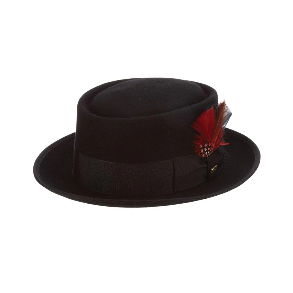 Scala® Encore Black Wool Felt Vintage Pork Pie Hat