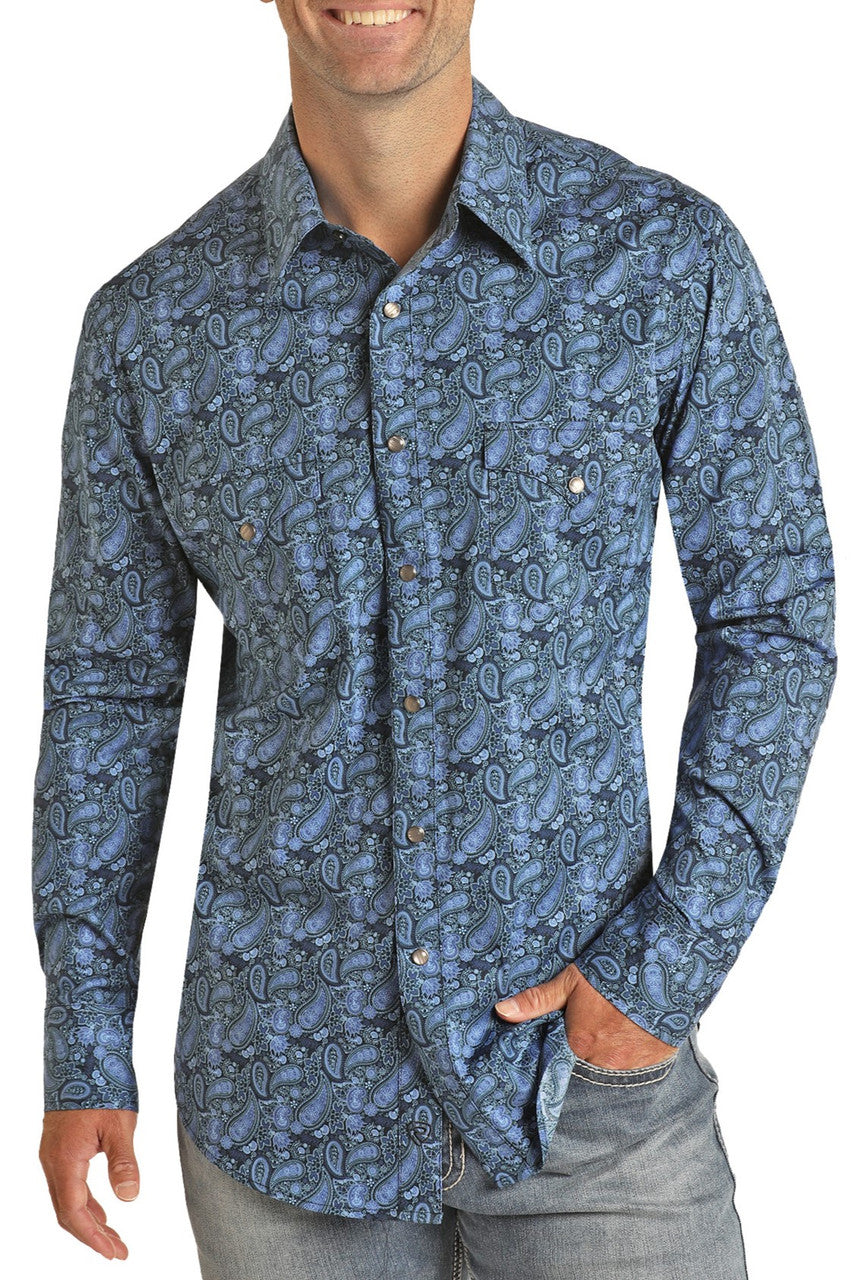 Panhandle Slim® Men's Slim Fit Paisley Print Long Sleeve Snap Front Western Shirt