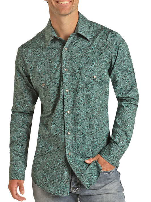 Panhandle Slim® Men's Slim Fit Paisley Print Long Sleeve Snap Front Western Shirt