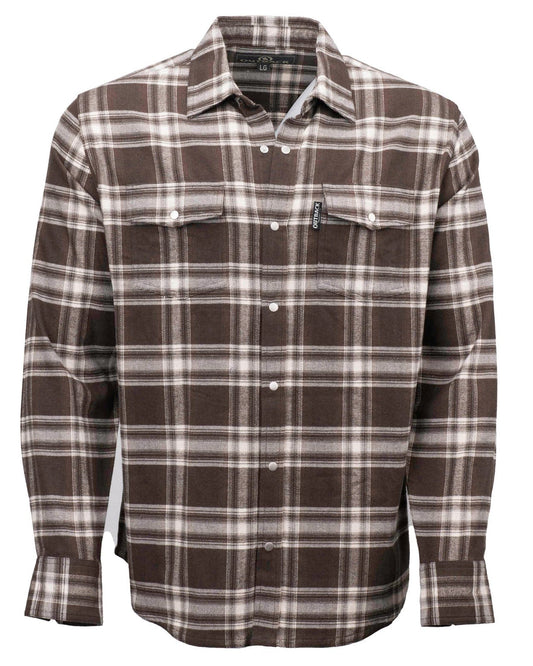 Outback® Men's Brown Cotton Plaid Long Sleeve Snap Front Shirt