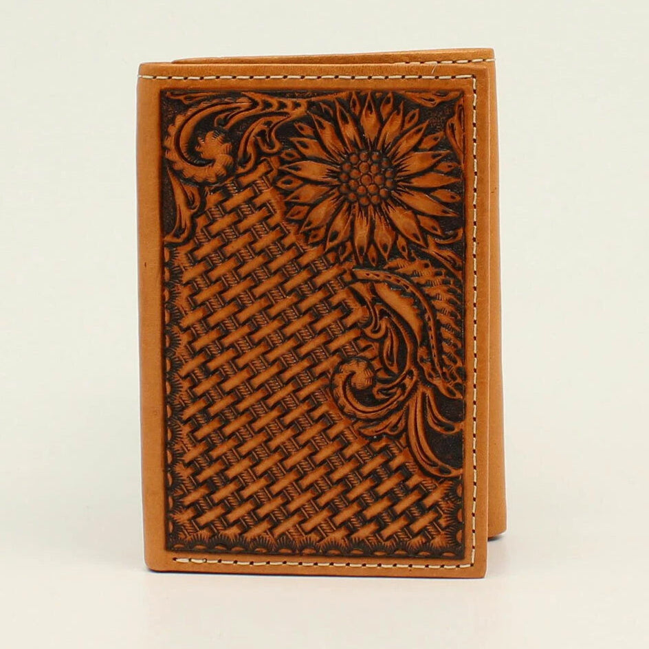 Nocona® Men's Trifold Basket Weave Sunflower Leather Wallet