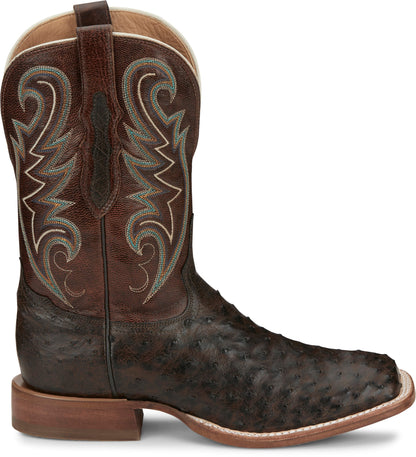 Tony Lama® Men's Dark Brown Full Quill Ostrich Exotic Cowboy Boots