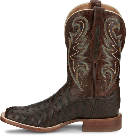 Tony Lama® Men's Dark Brown Full Quill Ostrich Exotic Cowboy Boots