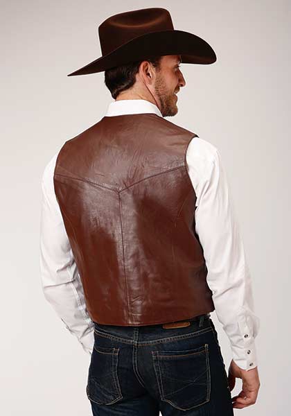 Roper® Men's Hold 'Em Snap Front Western Leather Vest