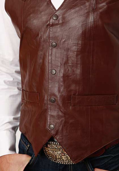 Roper® Men's Hold 'Em Snap Front Western Leather Vest