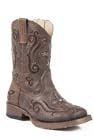 Roper® Toddler Faith Vintage Brown Crystal Cross Faux Leather Cowboy Boots