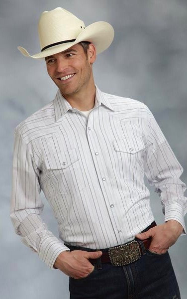 Roper® Men's Blue Stripe Long Sleeve Snap Front Western Shirt