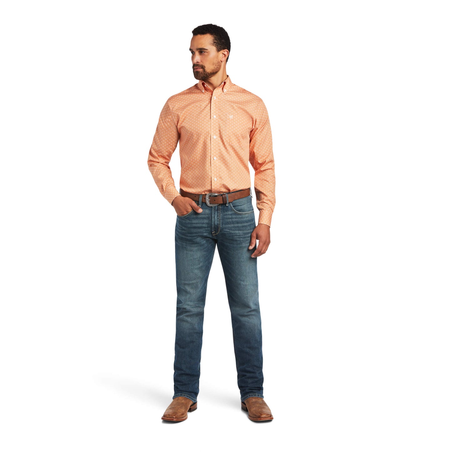 Ariat® Men's Yakov Wrinkle Free Long Sleeve Button Front Fitted Shirt