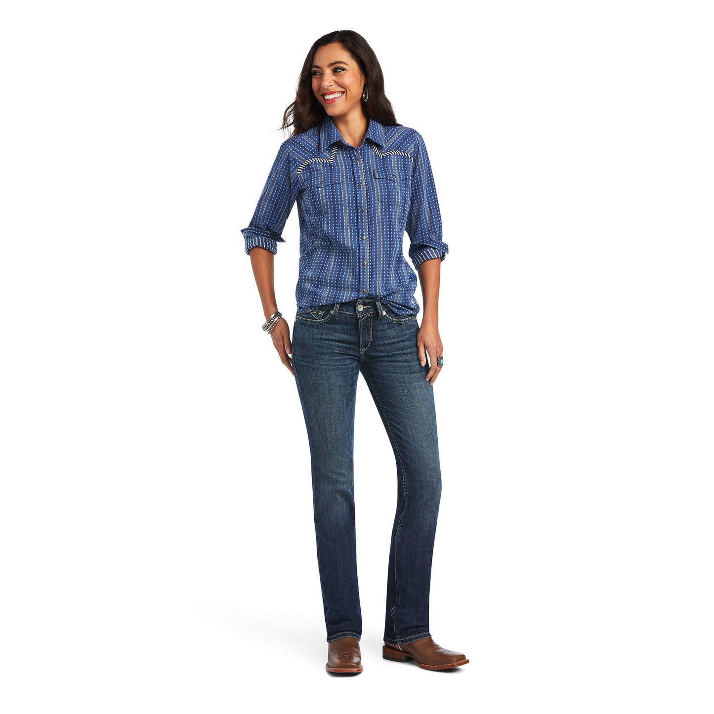 Ariat® Women's REAL Dobby Chambray Long Sleeve Snap Front Western Shirt