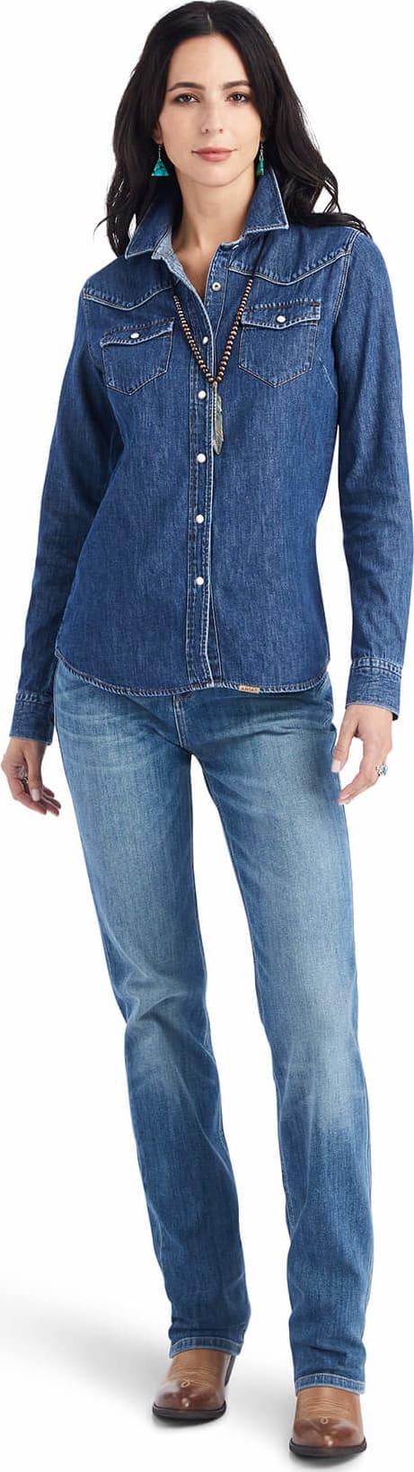 Ariat® Women's Farriday Denim Long Sleeve Snap Front Western Shirt