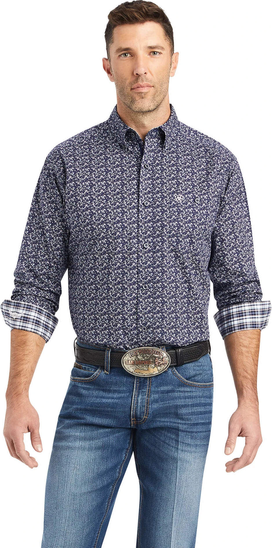 Ariat® Men's Trailblazer Floral Print Long Sleeve Button Front Shirt
